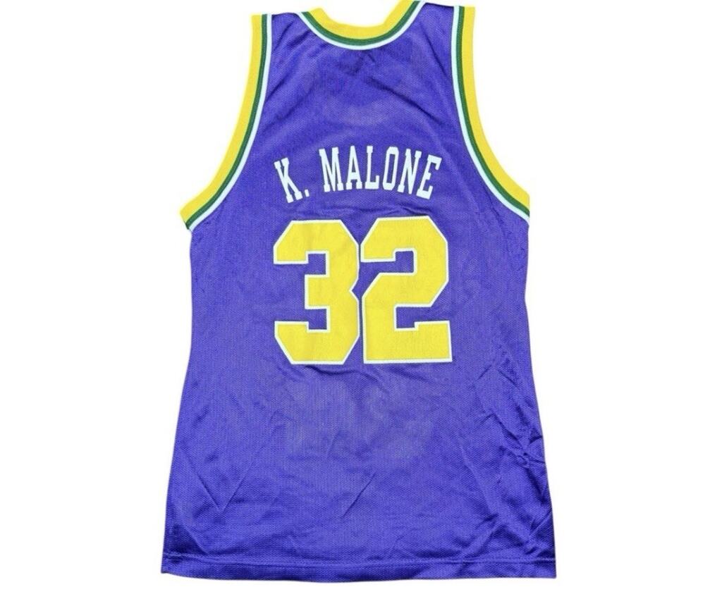 Vintage Champion Karl Malone Utah Jazz #32 Purple Jersey Size 36 Small NBA